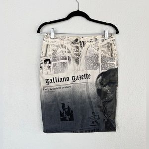 Galliano newspaper print skirt
